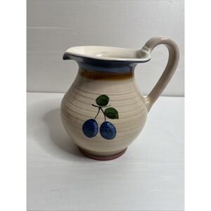 Vintage Ceramic Blueberry Pitcher Handmade Hand painted